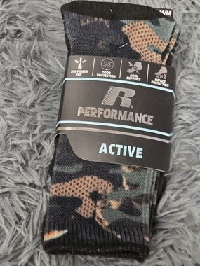 Russell Performance Active Boy's Camouflage Black/Grey Crew Socks